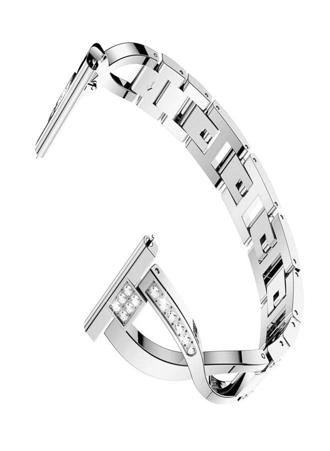 Sankel Compatible for Garmin Venu Sq 2 Music Band,Women 20mm Metal Replacement Wristband Bracelet Strap for Garmin Venu/Venu Sq/Venu Sq 2 Music,Vivomove HR,Vivoactive 3,Garmin Move Luxe/Style (Silver) - Image 3