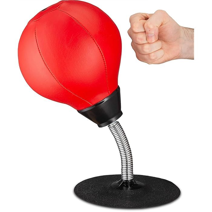 KACHKIT Desktop Punching Bag Stress Buster,Boxing Punch Ball with Suction Cup,Stress Relief Speed Ball for Office & Home,Fun Desk Toy for Kids,Boxing Kit with Pump for Stress Relief【RED】. - Image 1