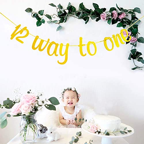 Festiko®1/2 Way to One Banner for Six Months Old Birthday Party Decorations Sign Gold Glitter - Image 4