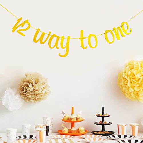 Festiko®1/2 Way to One Banner for Six Months Old Birthday Party Decorations Sign Gold Glitter - Image 3