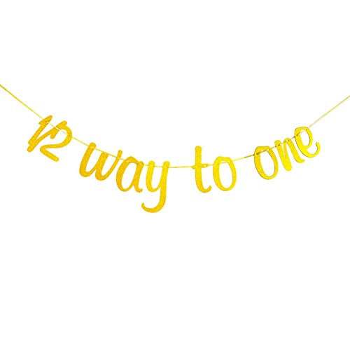 Festiko®1/2 Way to One Banner for Six Months Old Birthday Party Decorations Sign Gold Glitter - Image 1