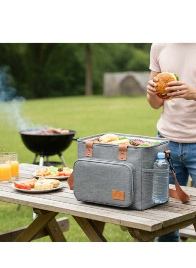 فالمر حقيبة غداء معزولة حرارياً 16 لتر للرجال والنساء – شنطة تبريد قابلة لإعادة الاستخدام مقاومة للماء من قماش أوكسفورد المتين – بطانة ألومنيوم فود جريد لحفظ الطعام ساخناً أو بارداً لفترة طويلة – سعة كبيرة تسع حتى 20 زجاجة 330 مل – مثالية للعمل، المدرسة، السفر والرحلات الخارجية - Image 2