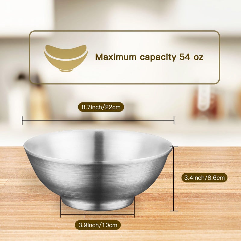 IMEEA Large Soup Bowls 54 Oz Salad Bowl Double Wall Insulated SUS304 Stainless Steel Serving Bowls for Ramen, Pasta, Snacks â€“ Set of 2 - Image 2