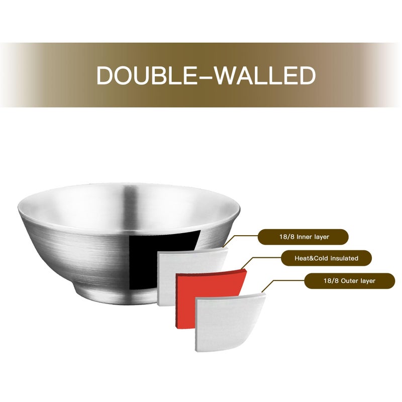 IMEEA Large Soup Bowls 54 Oz Salad Bowl Double Wall Insulated SUS304 Stainless Steel Serving Bowls for Ramen, Pasta, Snacks â€“ Set of 2 - Image 3