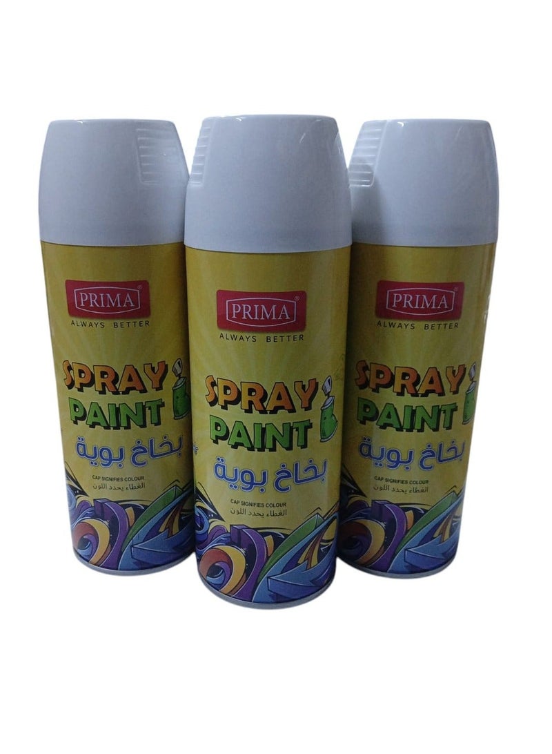 بريما 3 علب رذاذ تلوين متعدد الاستعمالات أبيض - Image 2