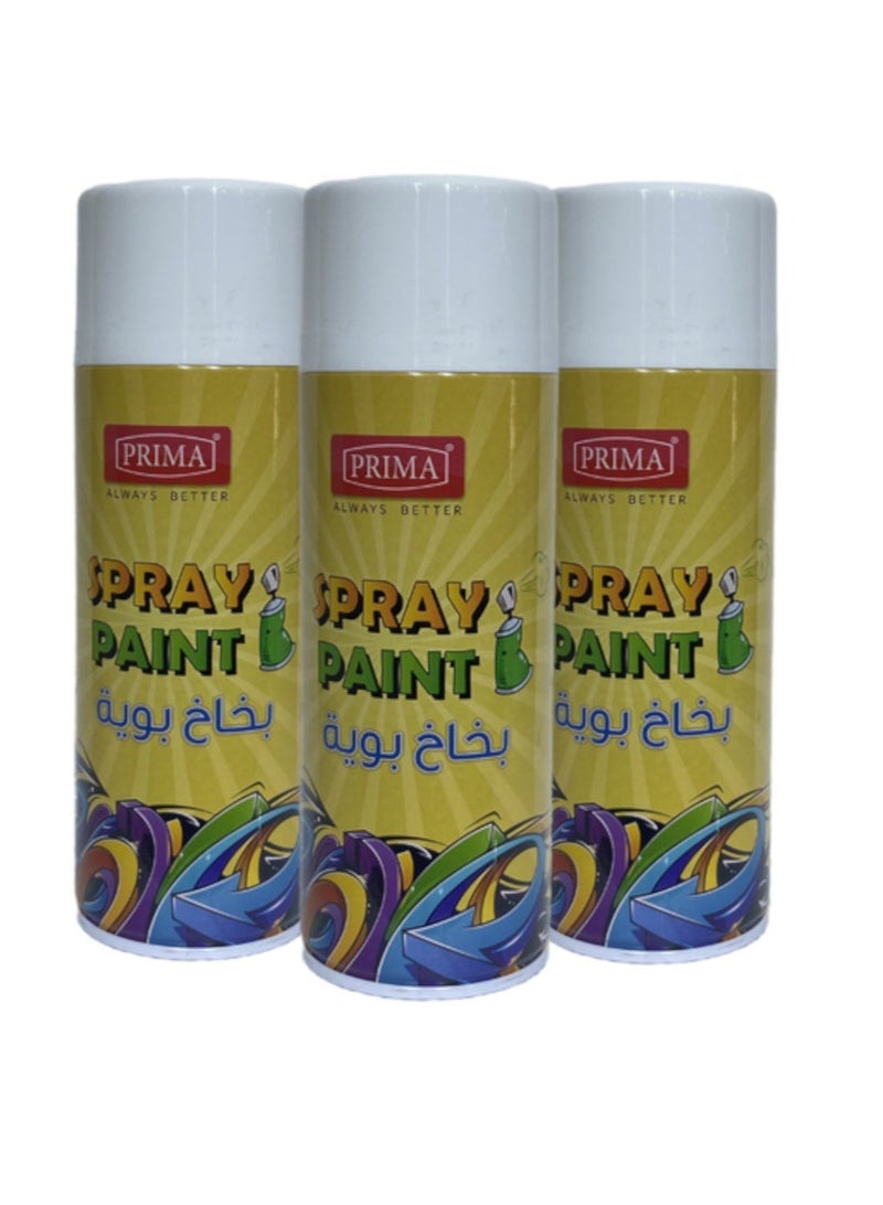 بريما 3 علب رذاذ تلوين متعدد الاستعمالات أبيض - Image 1
