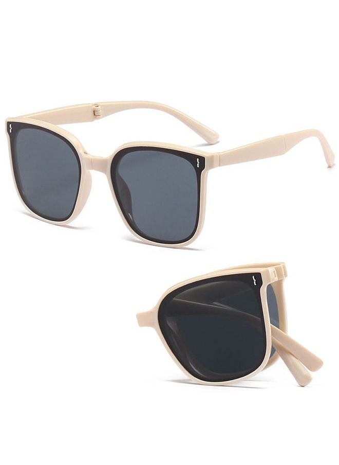HS - Foldable Sunglasses Women Men, Square Folding Easy Carry Foldable Shades UV400 Protection Lens, Sun Protection Sunglasses Suitable for Summer Outdoor Beach Travel Camping - Image 1