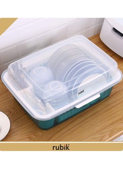 Covered Dish Drying Storage Rack Kitchen Tableware Dish Drainer with Transparent Lid Cover - pzsku/Z101E4C4F384922437785Z/45/_/1690274555/45cc058c-3736-4fb5-acbc-27bbb982e0b4