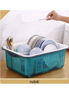 Covered Dish Drying Storage Rack Kitchen Tableware Dish Drainer with Transparent Lid Cover - pzsku/Z101E4C4F384922437785Z/45/_/1690274556/40aa8792-b117-4593-b9c2-306090f6124e