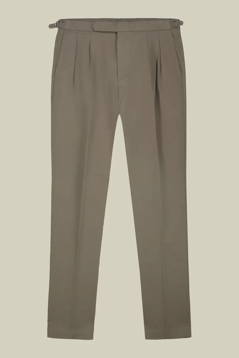 دوبل غانغر Men's heavy canvas trousers with double pinces and comfort fit - Taupe