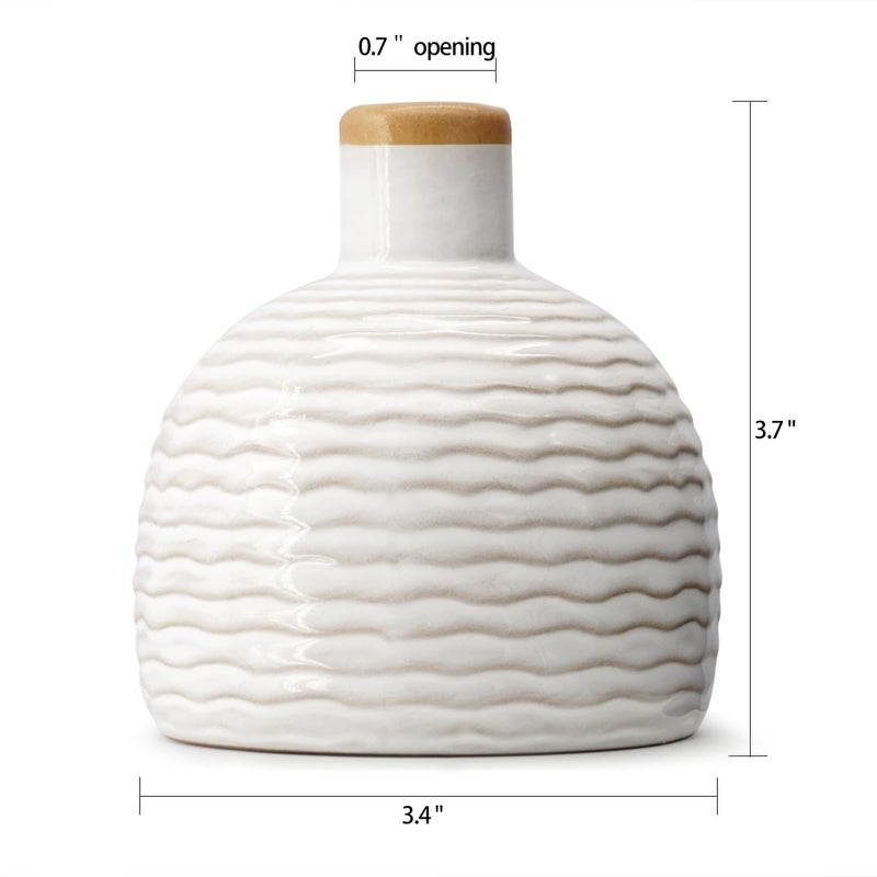 GeLive Vintage White Ceramic Bud Vase - Small Rustic Retro Flower Vase Diffuser Bottle - Farmhouse Boho Vase for Bud Hydroponics Plants - Table Centerpiece - Minimalism Home Decor - Image 4