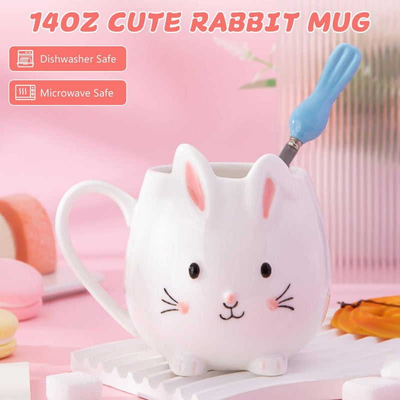 Biching Easter Gifts for Women Teens, 10Pcs Easter Basket Stuffers for Adults, Daughter, 12Oz Hoppy Bunny Coffee Mug, Spoon, Heaband,Socks, Egg Bath Ball, Card, Gift Box - Image 2