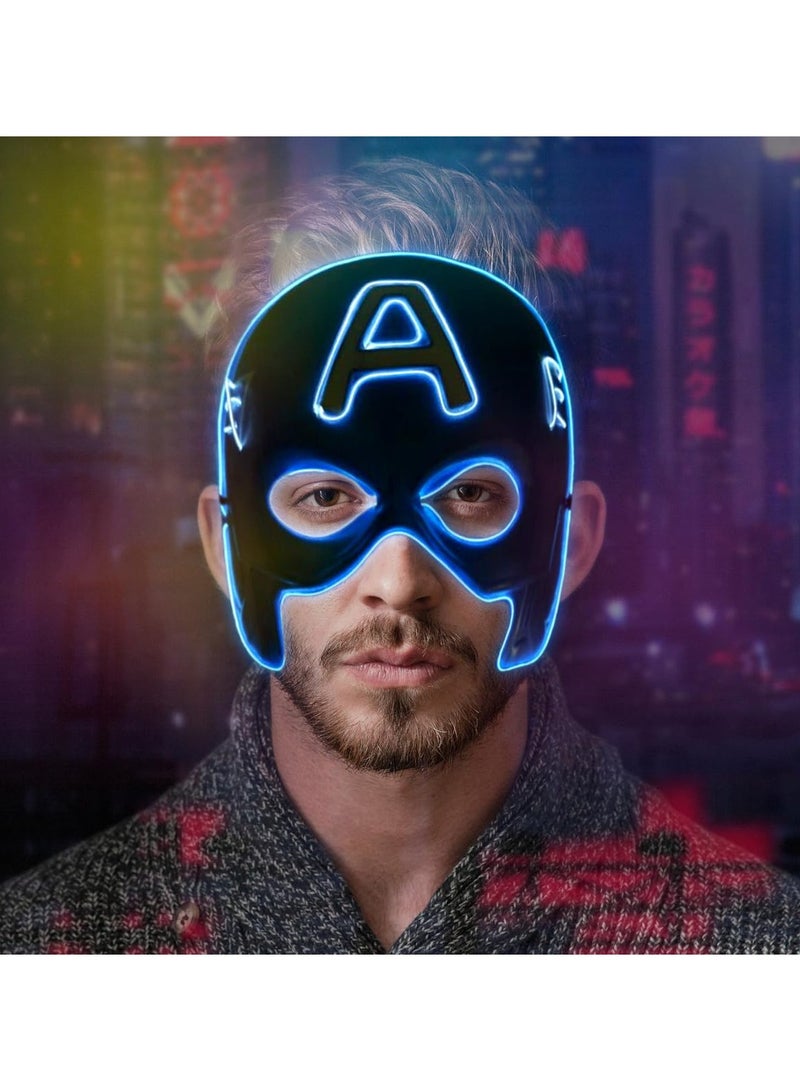 SOLARAE Party LED Masks, Superhero Light Up Mask, LED Lighted Face Transforming Mask, Mask Neon Costume Child Adult Fancy Dress for Carnivals and Cosplay Costume Parties - Image 1