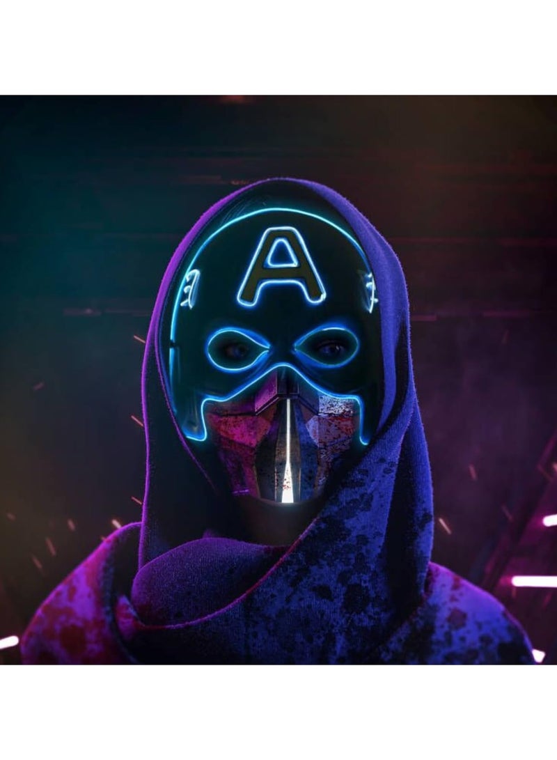 SOLARAE Party LED Masks, Superhero Light Up Mask, LED Lighted Face Transforming Mask, Mask Neon Costume Child Adult Fancy Dress for Carnivals and Cosplay Costume Parties - Image 2
