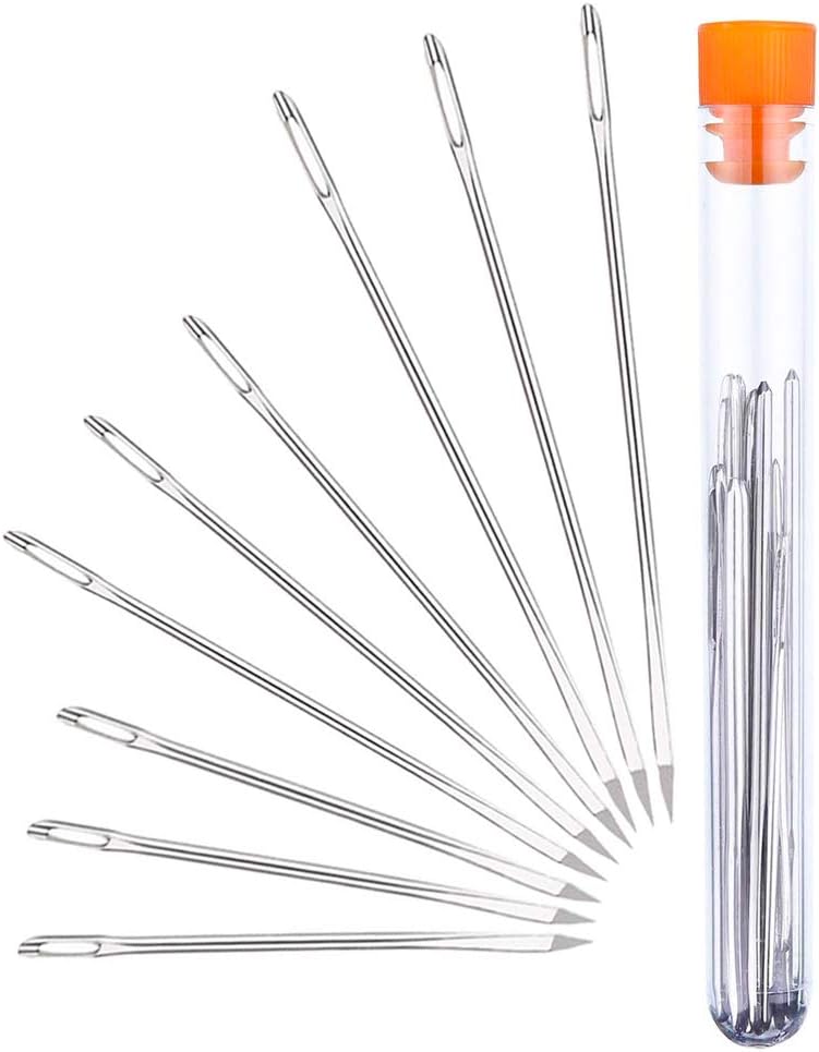 HEKISN Professional Large-Eye Leather Stitching Needle with 3 Different Sizes for Leather Projects with Storage Container (9 Pieces) - Image 1