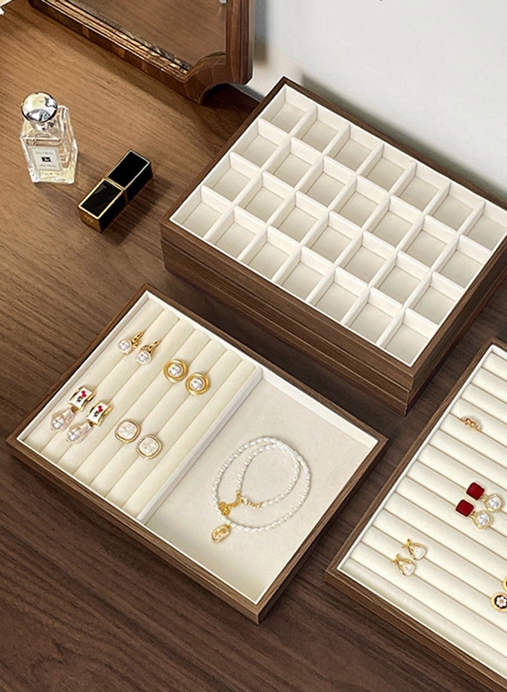 الخشب الطبيعي خمر المجوهرات المكدسة منظم علبة صندوق الدرج مخملية قلادة حلقة أسوار عرض علبة المرأة الراقية المجوهرات عرض - Image 3