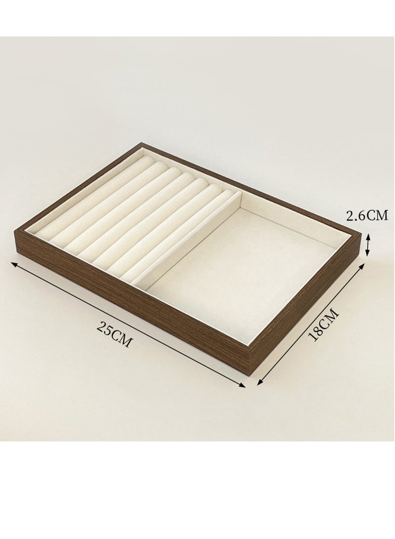 الخشب الطبيعي خمر المجوهرات المكدسة منظم علبة صندوق الدرج مخملية قلادة حلقة أسوار عرض علبة المرأة الراقية المجوهرات عرض - Image 5