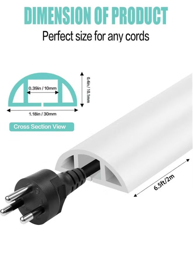 DPTER 2m Floor Cord Cover Cable Cavity, Self Adhesive Cord Hider Floor Cable for Masking and Managing Cables, Low Profile Floor Cable Management Wire Cover Floor Electric Cord Covers for Home Office Garage Offices Gym - Image 2