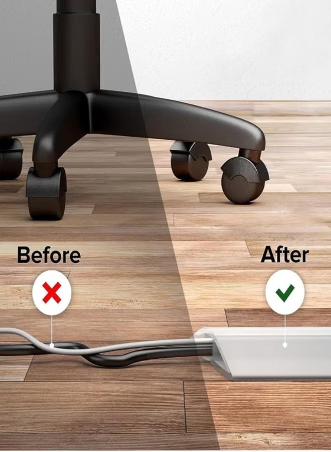 DPTER 2m Floor Cord Cover Cable Cavity, Self Adhesive Cord Hider Floor Cable for Masking and Managing Cables, Low Profile Floor Cable Management Wire Cover Floor Electric Cord Covers for Home Office Garage Offices Gym - Image 3