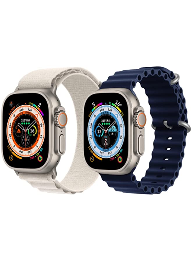 IAF Silicone Ocean Band Strap for Apple Watch Ultra 8 49mm Green/Orange Double Side Strap with Navy Blue/Blue Double Side Strap Set of 2