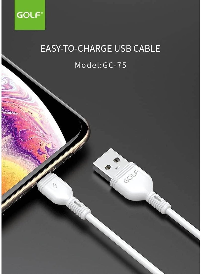 GOLF GC-75I Lightning USB Cable, Fast Charging 2A, 1.0m Durable Anti-Tangle Cord