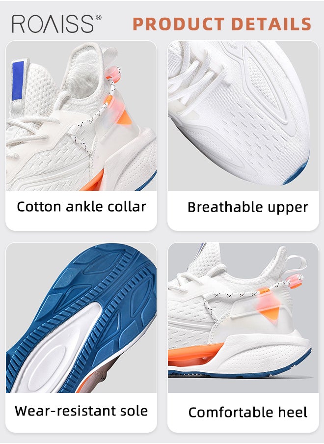 Casual Breathable Mesh Sneakers for Men Fashionable Air Cushion Sports Shoes Ideal for Running Basketball or Tennis Men's Comfy and Non Slip Flat Coconut Shoes with Soft Sole Colorblock Sneakers