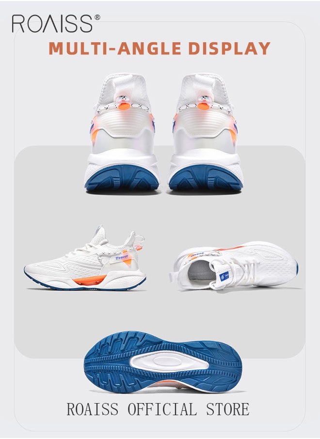 Casual Breathable Mesh Sneakers for Men Fashionable Air Cushion Sports Shoes Ideal for Running Basketball or Tennis Men's Comfy and Non Slip Flat Coconut Shoes with Soft Sole Colorblock Sneakers