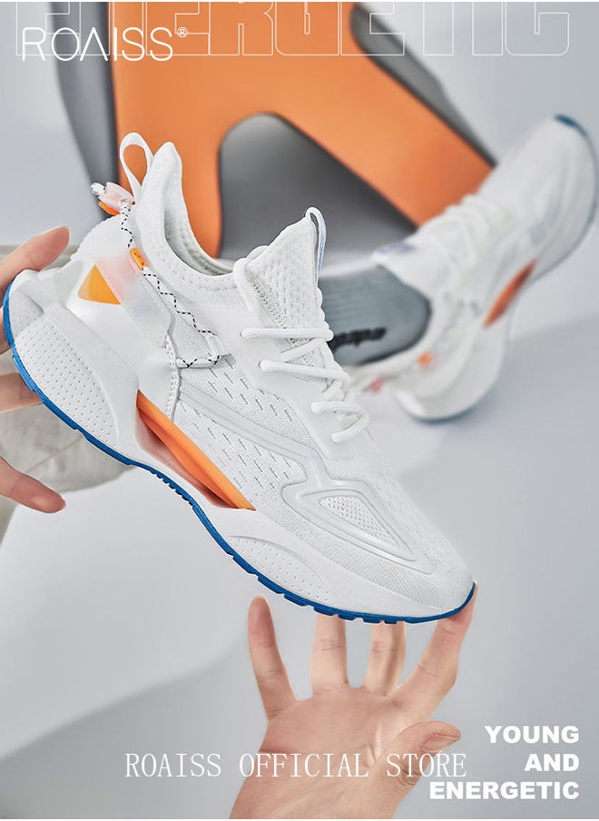 Casual Breathable Mesh Sneakers for Men Fashionable Air Cushion Sports Shoes Ideal for Running Basketball or Tennis Men's Comfy and Non Slip Flat Coconut Shoes with Soft Sole Colorblock Sneakers