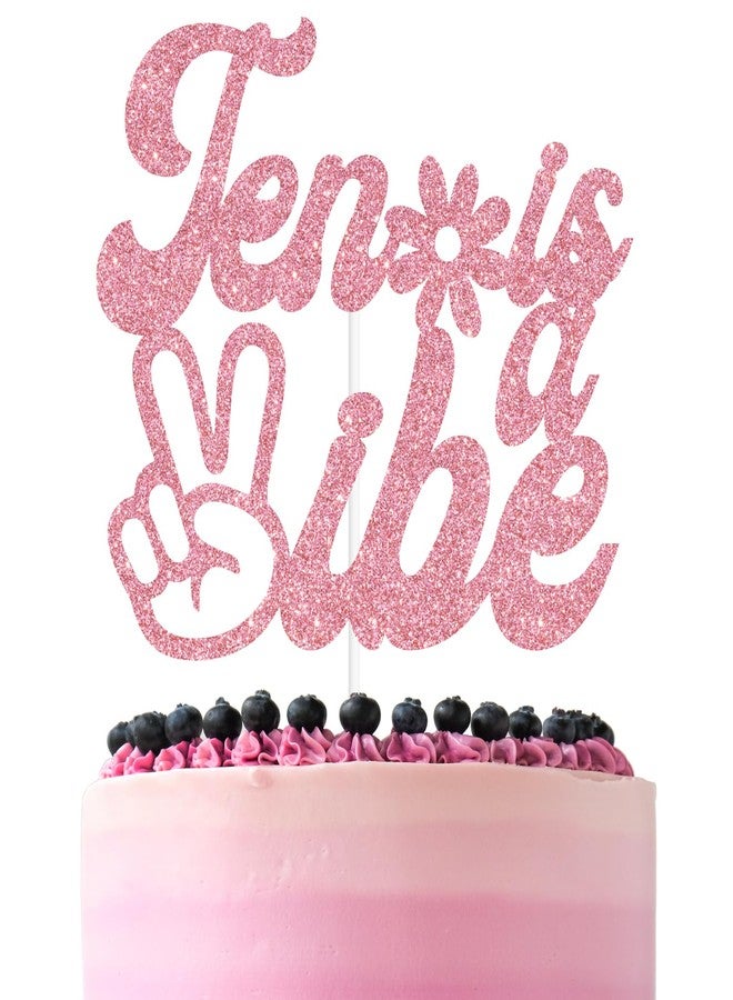 ZACHAKO Pink Glitter Ten is a Vibe Cake Topper, Happy 10th Birthday/Out Single Digits I’m 10, Funny Groovy Flower Themed 10th Birthday Party Decorations - Image 1