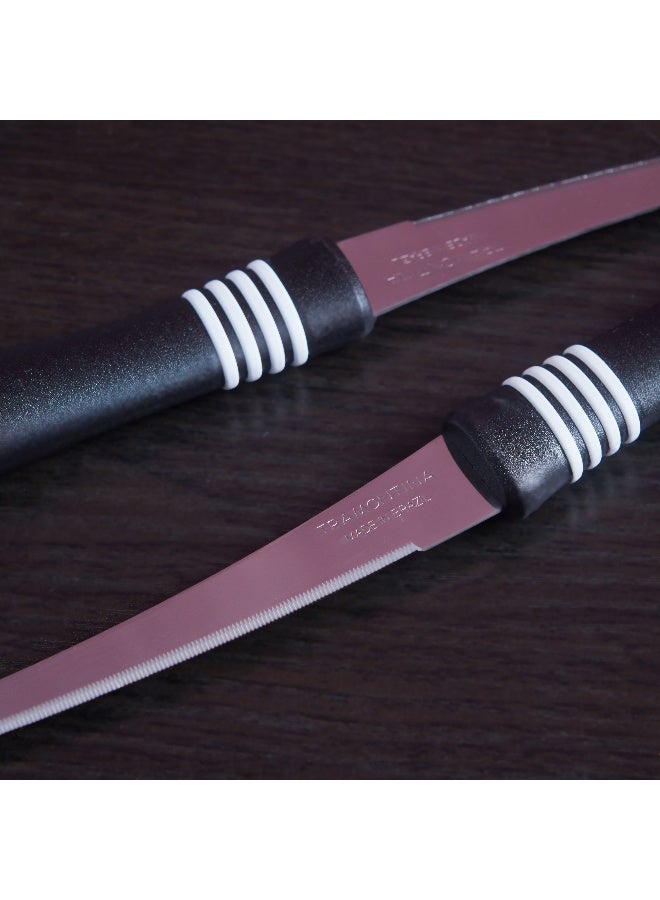 Home Box Tramontina Cor&Cor 2 Pieces Tomato Knife Set with Stainless Steel Blade and Black Polypropylene Handle - Image 2