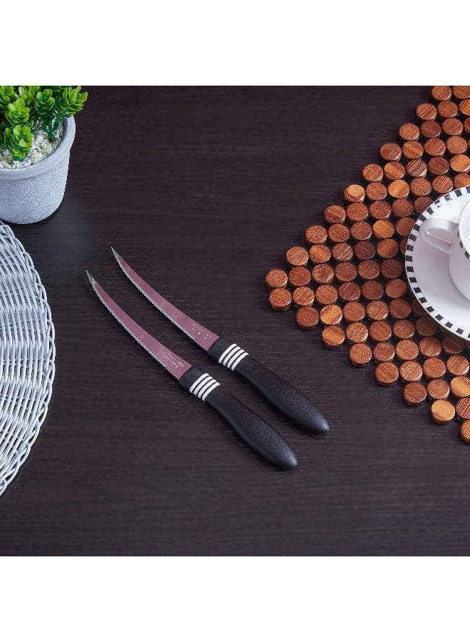 Home Box Tramontina Cor&Cor 2 Pieces Tomato Knife Set with Stainless Steel Blade and Black Polypropylene Handle - Image 1