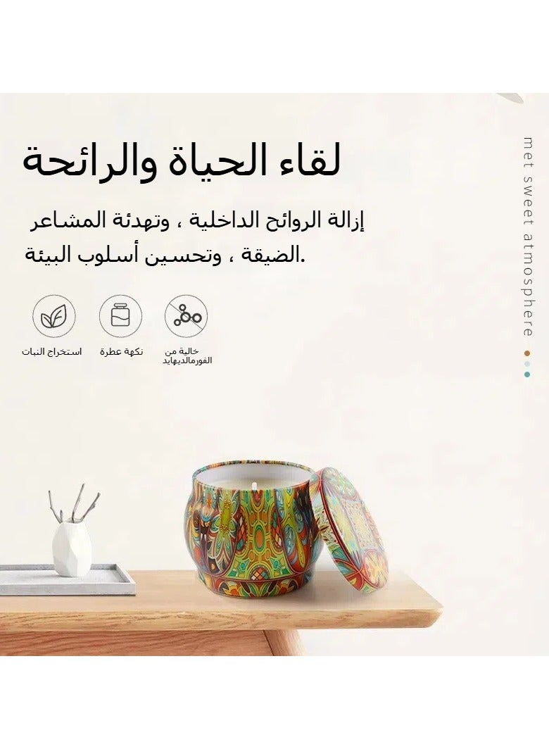 مجموعة من 6 شموع عطرية، شموع منزلية مبتكرة، مجموعة شموع معطرة من شمع الصويا في علب معدنية - Image 3