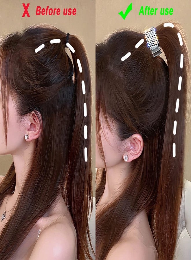 XYQMLY 4 Styles High Ponytail Hair Clips, Rhinestone Hair Barrettes Pearl Spring Metal Claw Clips, Hair Cuff Clips Decorative Ponytail Buckle Holder for Wome - Image 3