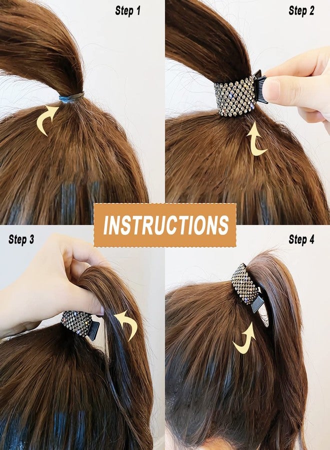 XYQMLY 4 Styles High Ponytail Hair Clips, Rhinestone Hair Barrettes Pearl Spring Metal Claw Clips, Hair Cuff Clips Decorative Ponytail Buckle Holder for Wome - Image 5