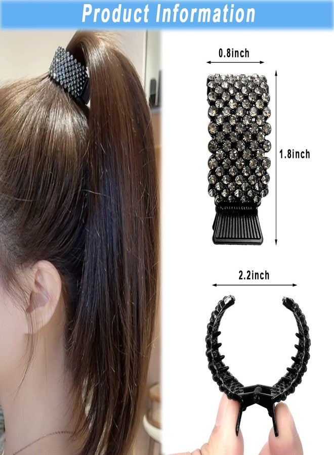 XYQMLY 4 Styles High Ponytail Hair Clips, Rhinestone Hair Barrettes Pearl Spring Metal Claw Clips, Hair Cuff Clips Decorative Ponytail Buckle Holder for Wome - Image 2