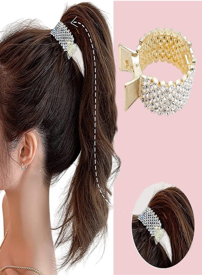 XYQMLY 4 Styles High Ponytail Hair Clips, Rhinestone Hair Barrettes Pearl Spring Metal Claw Clips, Hair Cuff Clips Decorative Ponytail Buckle Holder for Wome - Image 4