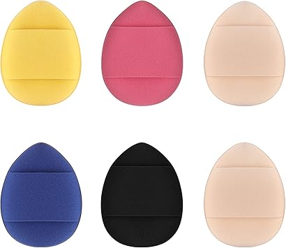 Sibba سِبَّا بودر باف 6 قطع إسفنجة مكياج بلندر تجميل وجه أساس خلط مُخفي مُطبق وسادة ظل عيون مستحضرات تجميل صغيرة مثلثية ناعمة حامل أصابع حقيبة سفر مجموعة مكياج - Image 2