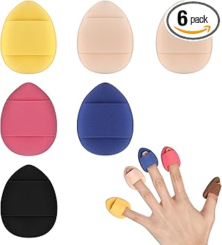 Sibba سِبَّا بودر باف 6 قطع إسفنجة مكياج بلندر تجميل وجه أساس خلط مُخفي مُطبق وسادة ظل عيون مستحضرات تجميل صغيرة مثلثية ناعمة حامل أصابع حقيبة سفر مجموعة مكياج - Image 1