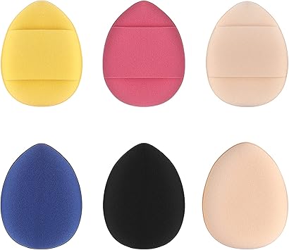 Sibba سِبَّا بودر باف 6 قطع إسفنجة مكياج بلندر تجميل وجه أساس خلط مُخفي مُطبق وسادة ظل عيون مستحضرات تجميل صغيرة مثلثية ناعمة حامل أصابع حقيبة سفر مجموعة مكياج - Image 3