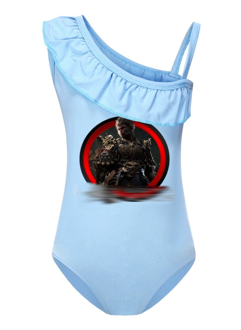 MQD Black Myth Goku Girls' One Piece Swimsuit And Cap Set 