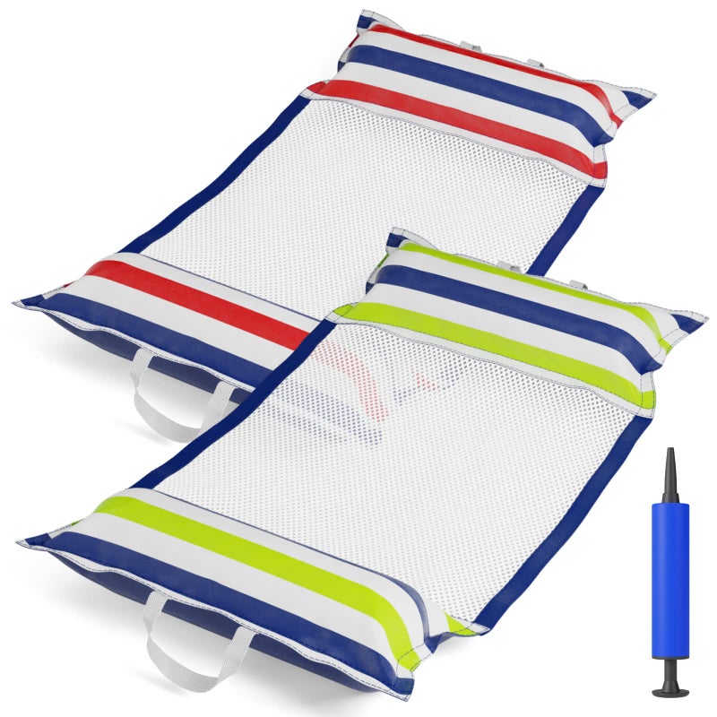 Jasonwell Inflatable Pool Hammock Float - 2 Pack Water Hammock Pool Floaties Multi-Purpose (Saddle Lounge Chair Drifter) 4 in 1 Lake Beach Floating Loungers Swimming Pool Floats Toys for Adults - Image 1