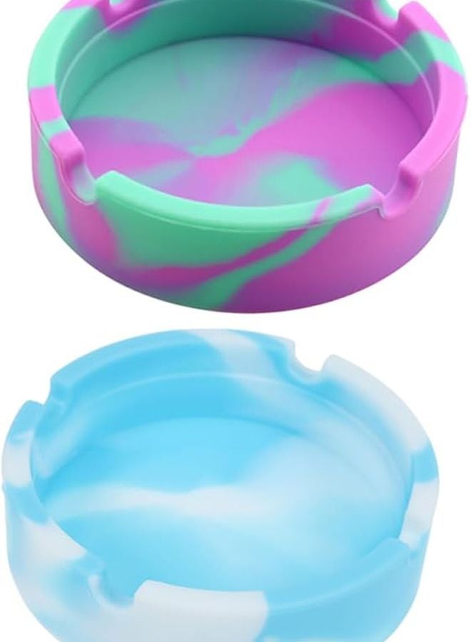 فاليكلود 2 قطعة من صحون السجائر السوداء المصنوعة من السيليكون غير القابلة للكسر والمقاومة للانزلاق للاستخدام الداخلي والخارجي في المنزل والمكتب والتراس - Image 1