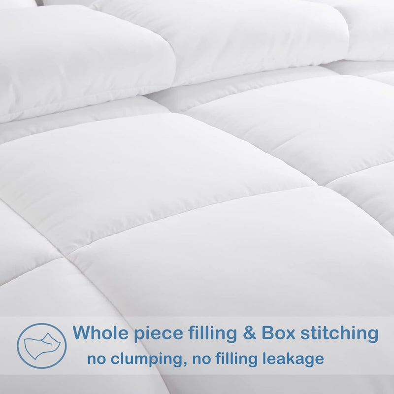 EASELAND Oversized Queen Down Alternative Comforter - Quilted Duvet Insert for All Seasons, Soft Lightweight with Corner Tabs, Summer Winter Warm Bedding, White 98×98 Inches - Image 3