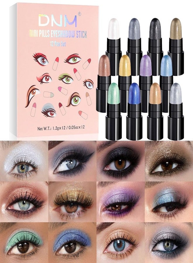 AMY'S DIARY Capsule Eyes hadow Sticks Set 12 Colors, Waterproof Smoky Eye Pencils, White, Black, Purple, Blue, Green pencil eye shadow palette makeup for woman (Set01) - Image 1