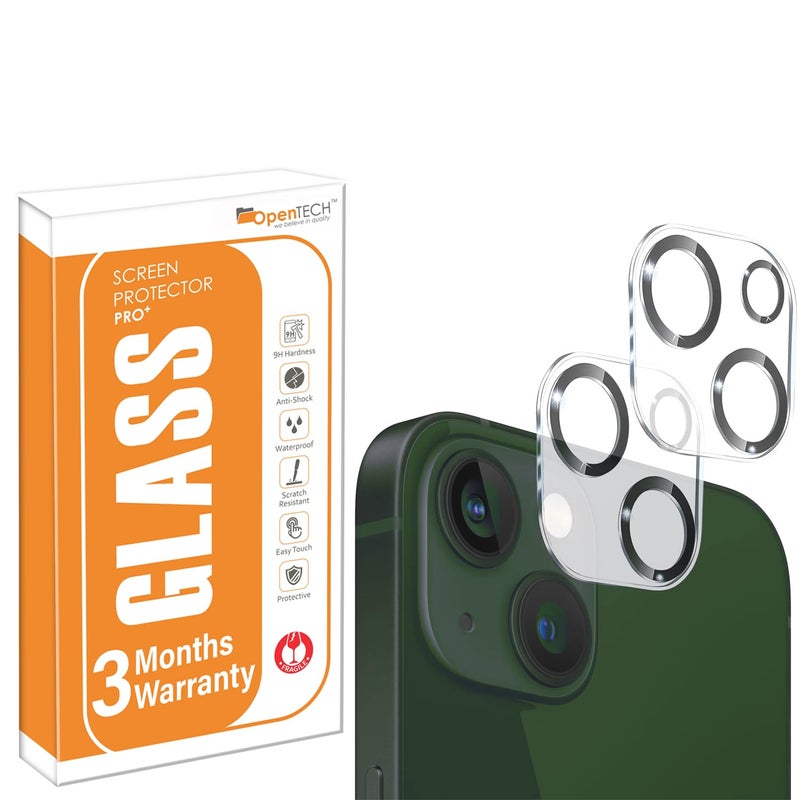 OpenTech ® Premium Camera Lens Protector Tempered Glass Compatible For iPhone 14 / iPhone 14 Plus With Edge To Edge Coverage (Full Transparent) (Pack of Two) - Image 1