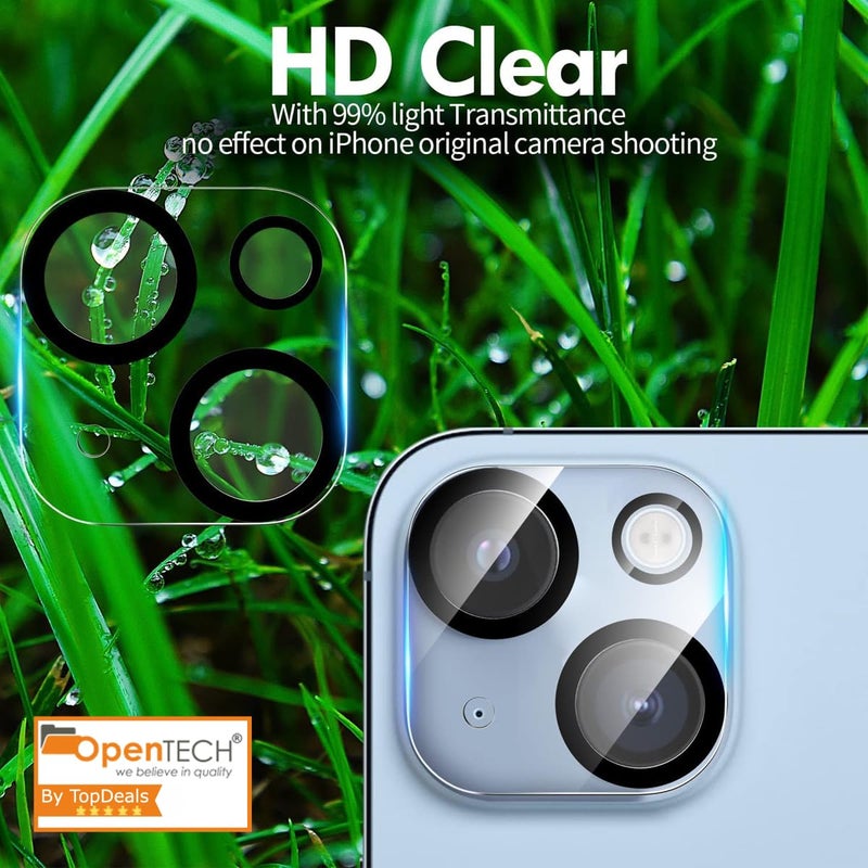 OpenTech ® Premium Camera Lens Protector Tempered Glass Compatible For iPhone 14 / iPhone 14 Plus With Edge To Edge Coverage (Full Transparent) (Pack of Two) - Image 4
