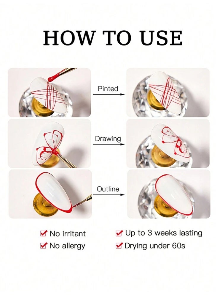 ​جل الرسم المعدني للأظافر (Metal Cable Glue) - فضي ميتاليك ثلاثي الأبعاد - تأثير المرآة السائل لفن الأظافر الاحترافي - سهل الاستخدام ويدوم طويلاً - Image 4