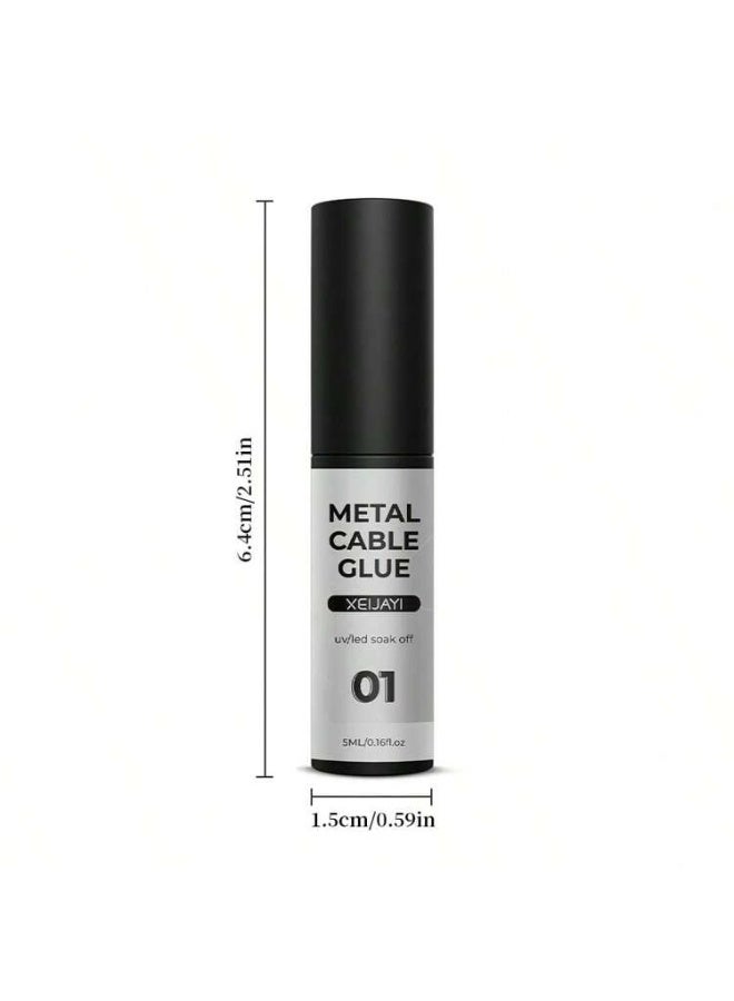 ​جل الرسم المعدني للأظافر (Metal Cable Glue) - فضي ميتاليك ثلاثي الأبعاد - تأثير المرآة السائل لفن الأظافر الاحترافي - سهل الاستخدام ويدوم طويلاً - Image 3