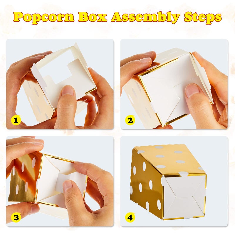 Janinka 80 Pcs Artificial Resin Popcorn Miniature Prop Figurines Lifelike Faux Popcorn with Box Mini Cardboard Container for Party DIY Photo Props, Small Models - Image 3