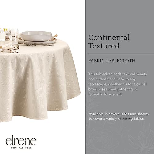 Elrene Home Fashions Continental Solid Texture Water Stain Wrinkle Resistant Tablecloth 60X84 Oval Ivory - Image 3